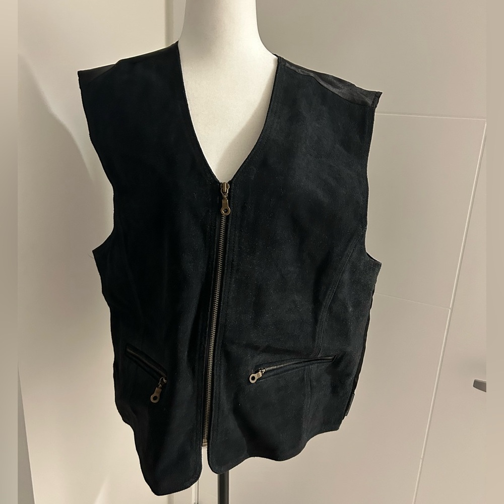 Black Suede Zip Up Vest